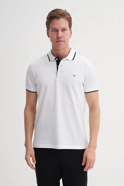 Cazador Ανδρικό μπλουζάκι Polo Neck White Black 4614