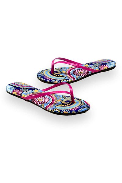 Tkees Tk-2209 Classic Patterned Flip Flops Multicolored Women's Slippers