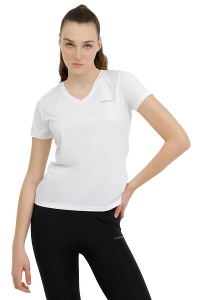 lumberjack Wb Pes V Neck11ct127 Tricou alb unisex cu maneca scurta