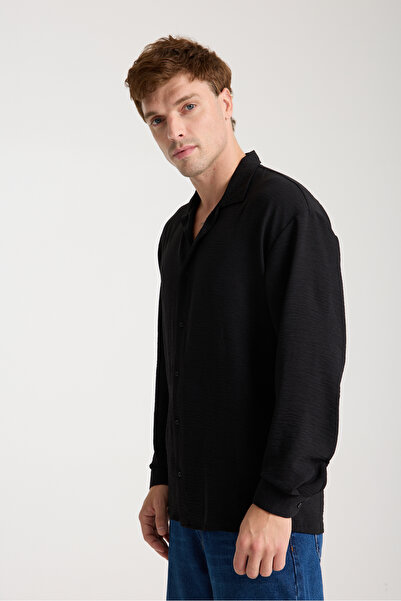 BİYOGRAF Erkek Keten Ayrobin Dokulu Bol Kalıp Oversize Salaş Gömlek