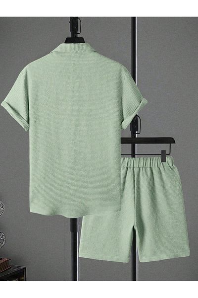YNGMENCLASS Soft Textured Anti-Sweat Printed Shirt Shorts Set