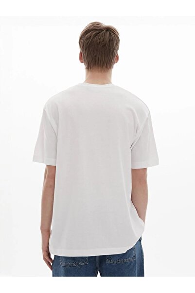 Ltb Sıfır Yaka Basıc Kısa Kol Loose Beyaz T-shırt