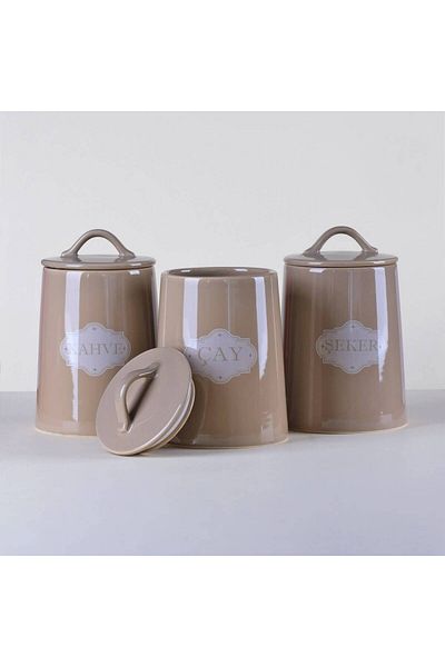 elif aksesuar Ceramic 3-Piece Tea Candy Storage Jar