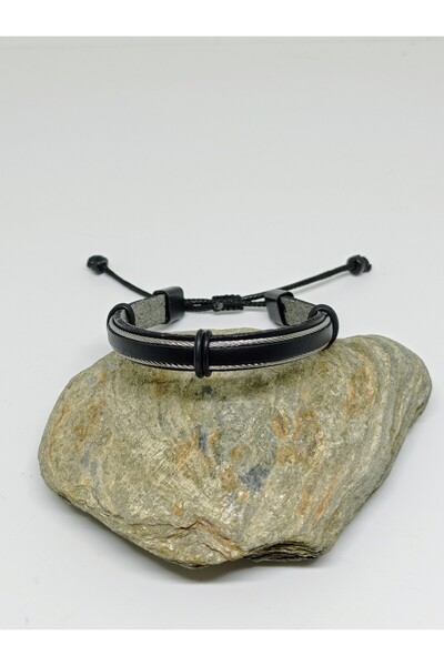 mama india alaçatı Modern Design Adjustable Leather Bracelet No 2 with Steel ...
