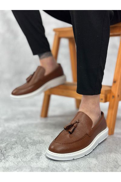 BOA Ba0005 Laceless High Sole Classic Tasseled Tan Skin Corcik Men's Shoes