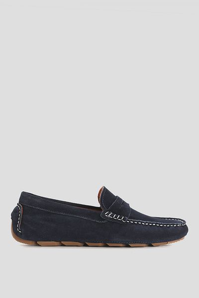 Lufian Stroll Suede Loafer Shoes Navy Blue