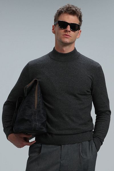 Lufian Anthracite Port Half Fisherman Men's Sweater