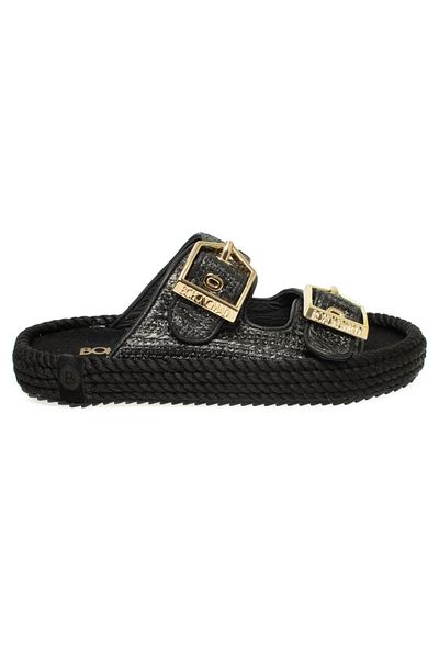 Bohonomad Papuci Sydney-z Wicker Black pentru femei