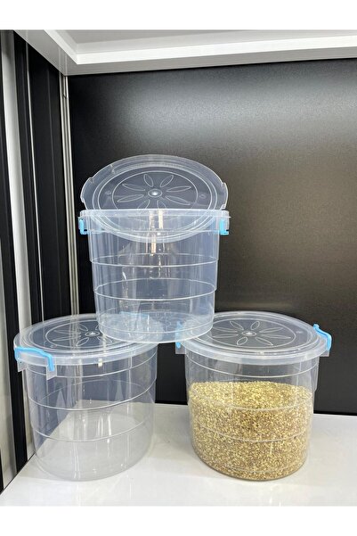 Tercih Home 6-Piece Mega Flour Deterjan Container 8 Lt Lock Lid Tea Sugar Pulses Food Storage Container Box Transparent