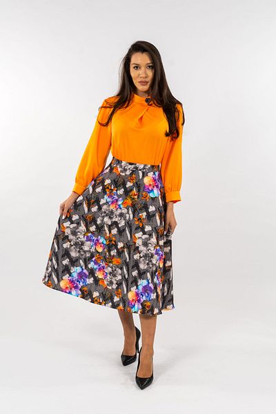 Gorgeaux Orange Blouse and Floral Skirt Set Iulia - S(36)