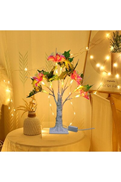 Genel Markalar Renkli Led Işıklı Çiçek Masası Lambası, 35x35 cm, Dekoratif ve...