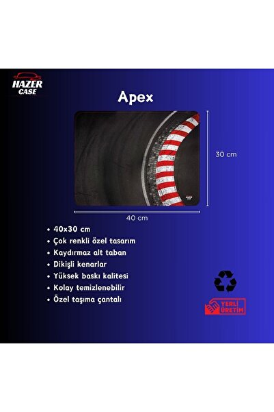 hazer case Apex Yarış Pisti Temalı Gaming Mouse Pad 40x30 cm