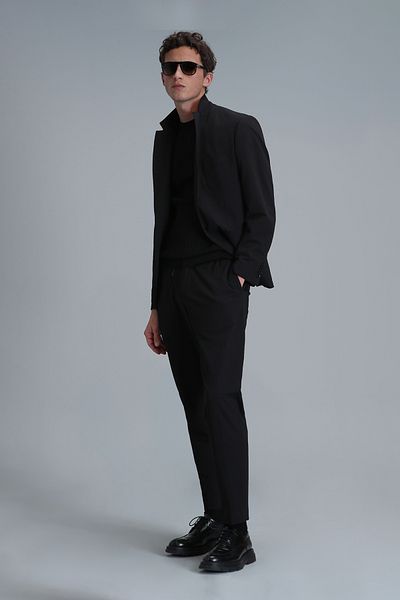 Lufian Sacou blazer pentru bărbați, negru, slim fit, sport