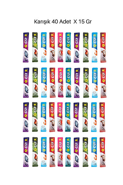 EuroGold Creamy Cat Mix Karışık Krema Sıvı Kedi Ödül Maması 40 Adet X 15 GR