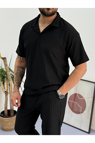 Combineman35 Ανδρικό μπλουζάκι με γιακά πόλο από ύφασμα Lycra με ραβδώσεις