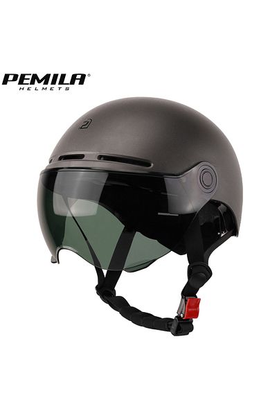 PEMILA 56-63CM V09-Titanium-Gray PEMILA New Full edge wrapping process Cycling Helmet With Goggles Lens Ear