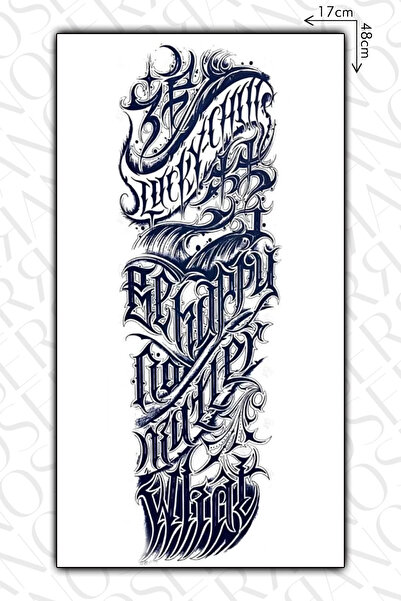SERRANO 30 Gün / 1 Ay Kalıcı Yazılı Gangsta Geçici Kol Kaplama Dövme Tattoo - 12 Saat Sonra Kararır