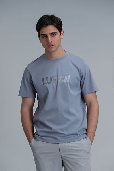 Lufian Μπλουζάκι Benjamin Modern Graphic Μπλε