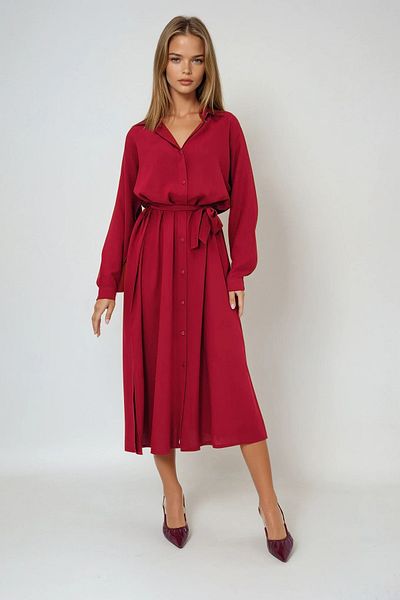 VAGGON Rochie cămașă din viscoză țesută Bordeaux Prmx13519