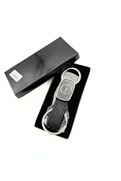 platin hediyelik Leather / Steel Keychain with Nissan Logo, Steel Keychain