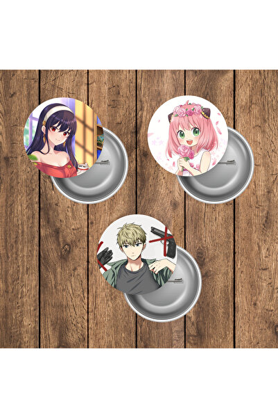 mertfigur Spy x Family Anya Loid Yor Anime Buton Rozet Seti (44mm)