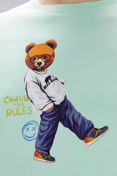Bad Bear تي شيرت مطبوع للرجال من Nash Green