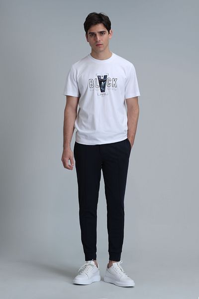 Lufian Λευκό T-Shirt με μοντέρνο γραφικό σχέδιο Adrian
