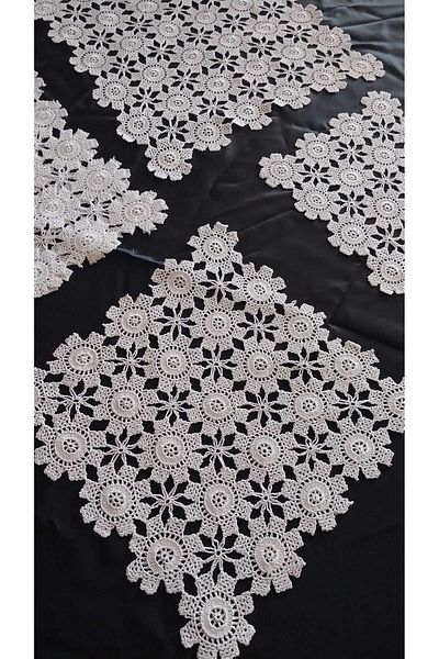 Papatyam 3 Hand Knitted Crochet (26X26), 1 Crochet (33X33) and 1 Crochet (20X20) Lace, Vintage and Dowry Flush Thread with Personalizable