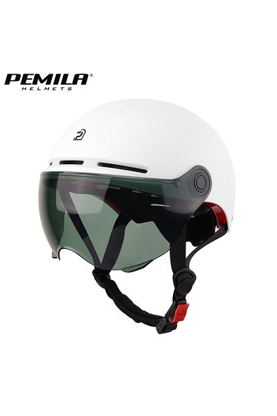 PEMILA 56-63CM V09-White-Gray PEMILA New Full edge wrapping process Cycling Helmet With Goggles Lens Ear Pr