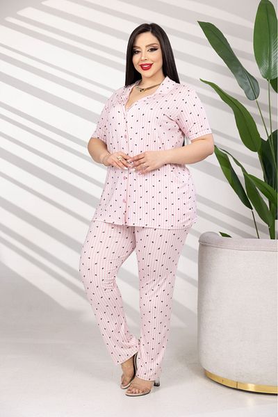 şuranur Bamboo Boydan Stew Pajama Set Large Size Oversize