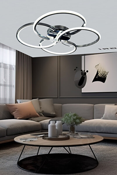 FUZON Lavinia 3 Renk Krom Salon Led Avize Ledli Avize Büyük Salon Avizesi Kumandasız