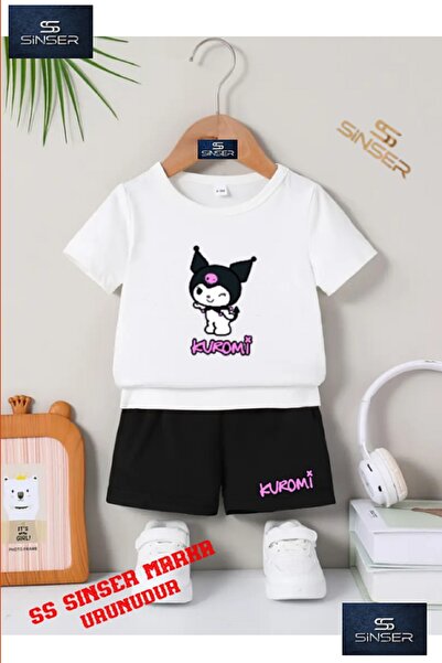SS SİNSER Çocuk KUROMI YAZLIK Özel Baskılı Bisiklet Yaka Tişört - Şort Takım