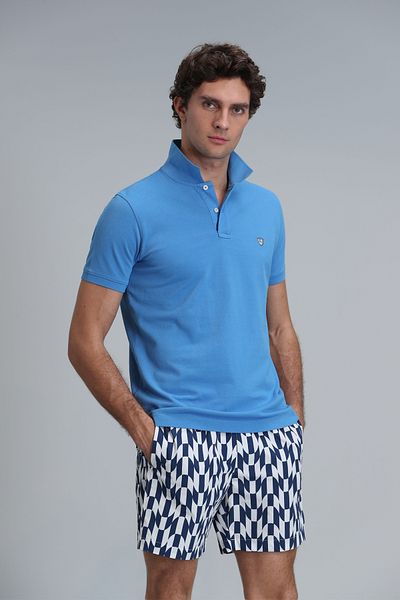 Lufian Slim Fit Blue Smart ανδρικό μπλουζάκι πόλο