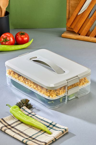 ALP HOME Practical 2 Tiers Storage Container Refrigerator Organizer Multi-Purpose Storage Container