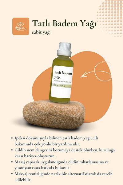 sabunal Sweet Almond Oil 50 ml - Skin and Hair Compatible Moisturizing Oil