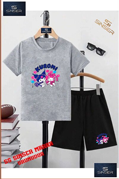 SS SİNSER Children's Kuromi Special Custom Printed Crew Neck T-Shirt - Shorts...