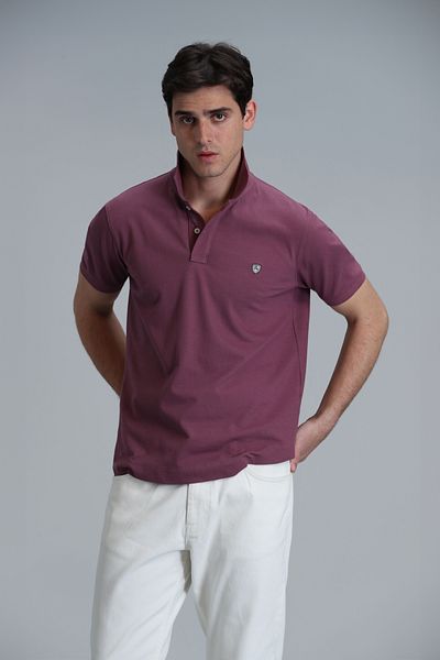 Lufian Laon Smart ανδρικό μπλουζάκι πόλο Slim Fit Plum