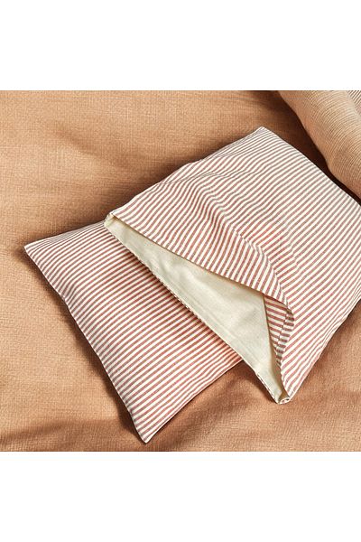 MundoLindo 100% Cotton Yarn - Dyed Striped Single Pillow Case - 2 Pcs 50X70 cm Natural