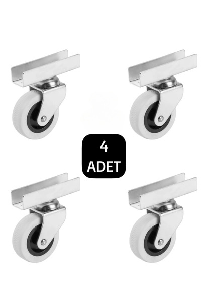 TURGUTLAR 4 Adet Döner Uzun U Tablalı Mobilya Tekeri 50x20 Mm Yükseklik 35 Kg...