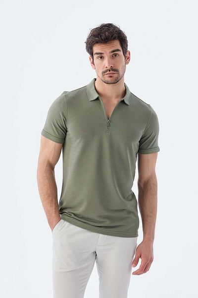 Jakamen Μπλουζάκι με πόλο γιακά με φερμουάρ Mold Green