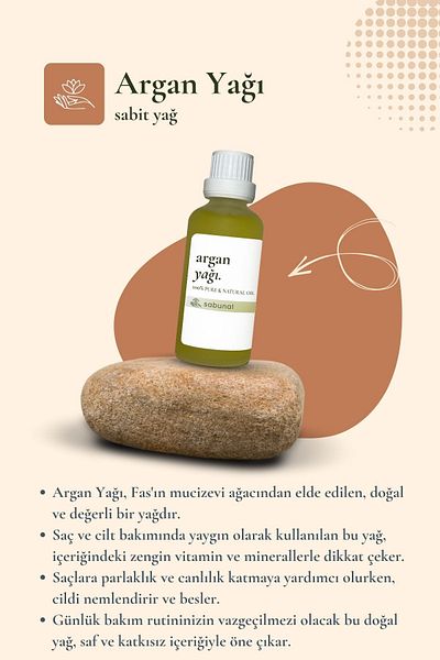 sabunal Argan Oil 50 ml - Herbal Care Oil for Hair and Skin Care