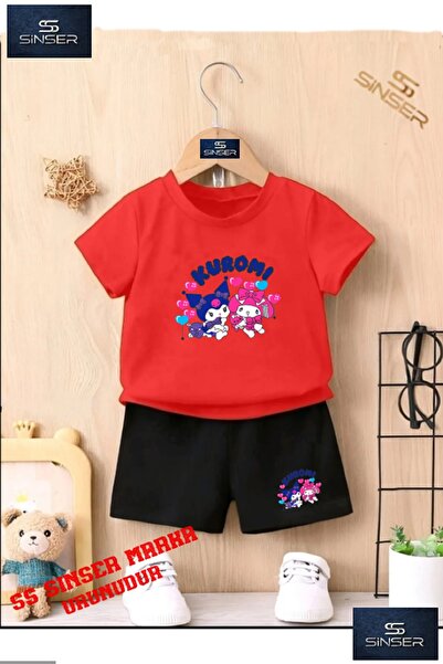 SS SİNSER تي شيرت KUROMI SPECIAL مطبوع برقبة دائرية للأطفال - طقم شورت