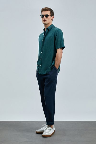 Lufian Ανδρικό πράσινο πουκάμισο Comfort Fit Bert