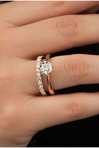 Laboratuvar Pırlantası Lp 1 karat tektaş ve tamtur yüzük