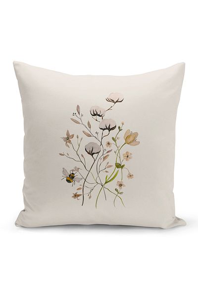 Bertille Home Set de 3 huse de pernă pentru pernă, cu imprimeu digital pe două fețe, seria Flower Spring (primăvară)