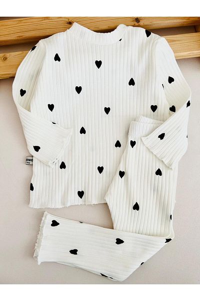 eymwes Baby Girl Child Flexible Camisole Soft Cotton Heart Polka Dot Bottom Top Set
