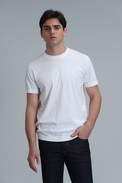Lufian Ανδρικό Basic Λευκό T-Shirt - Sarder