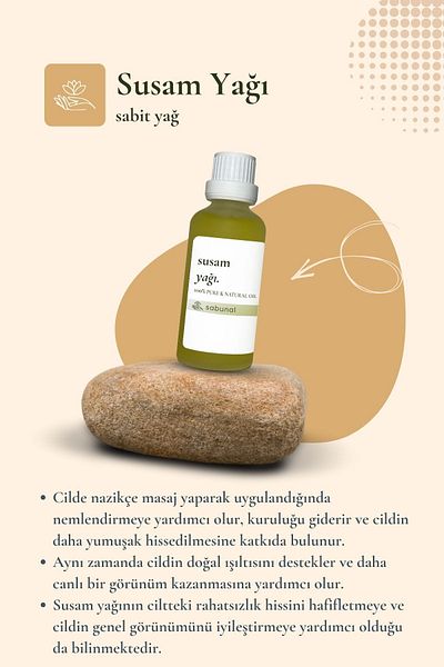 sabunal Sesame Oil 50 ml - Natural Oil Suitable for Skin and Hair Care