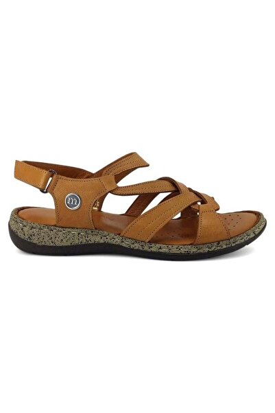 Mammamia 2530 Genuine Leather Daily Women's Sandals-Tan