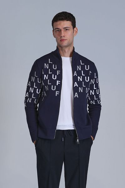 Lufian Writer Men's Cardigan Navy Blue